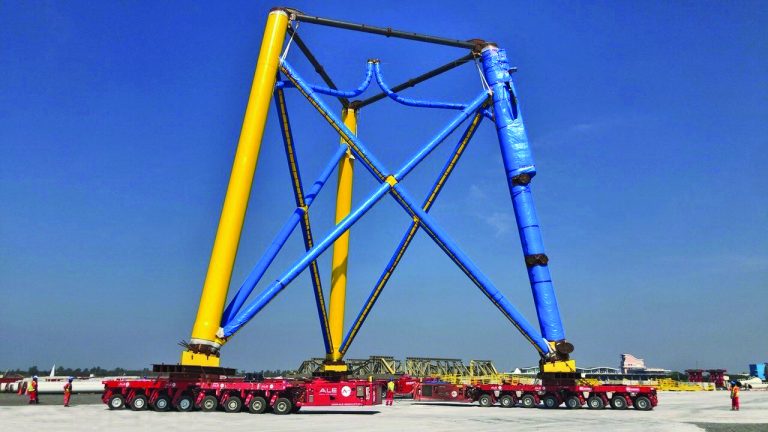 Mammoet transports offshore wind jackets for assembly